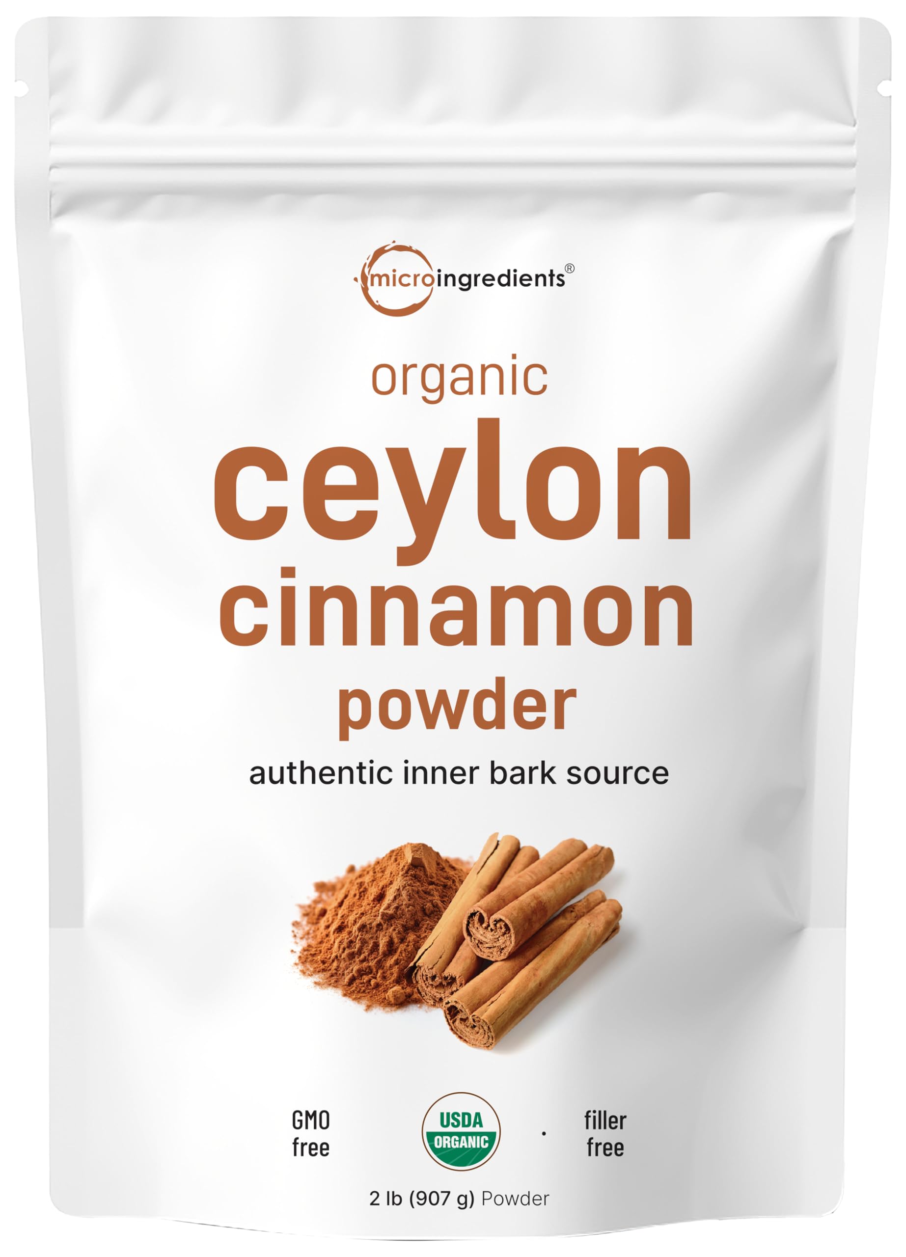 Micro Ingredients organic Ceylon cinnamon powder 2lb bulk bag with rich aroma for baking