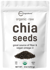 Micro Ingredients Organic Chia Seeds 4lb pouch ready for versatile recipes.