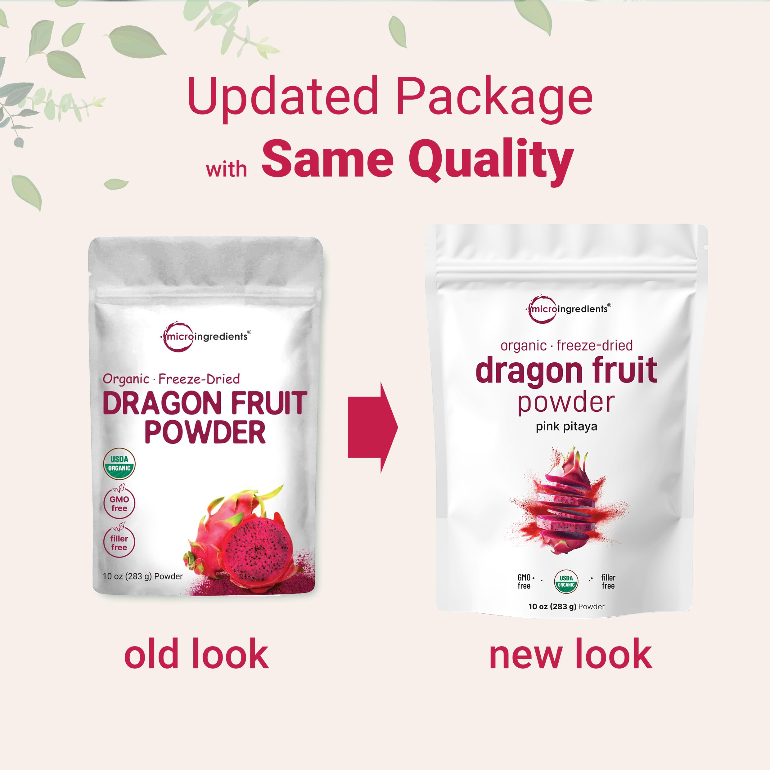 Micro Ingredients Organic Dragon Fruit Powder texture close-up ready for instant mixing.