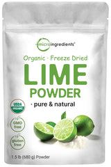 Micro Ingredients freeze-dried lime powder packaging showcasing real lime flavor for beverages