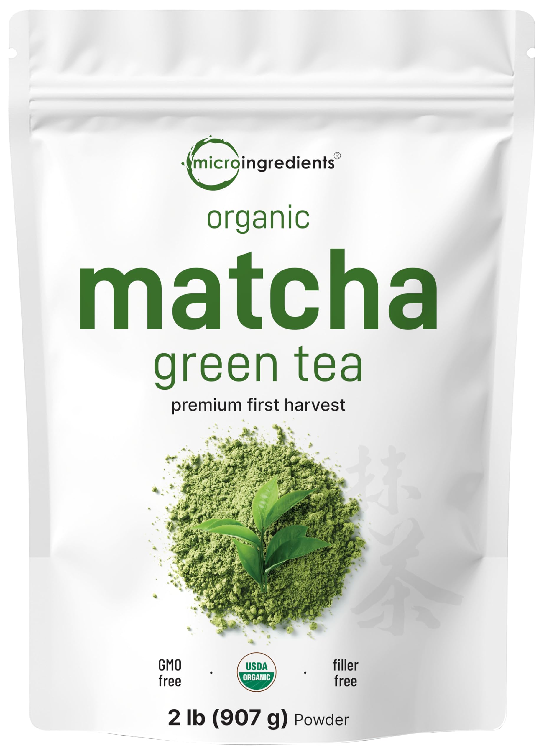 Micro Ingredients Organic Matcha powder 2lb bulk for smoothies and lattes.