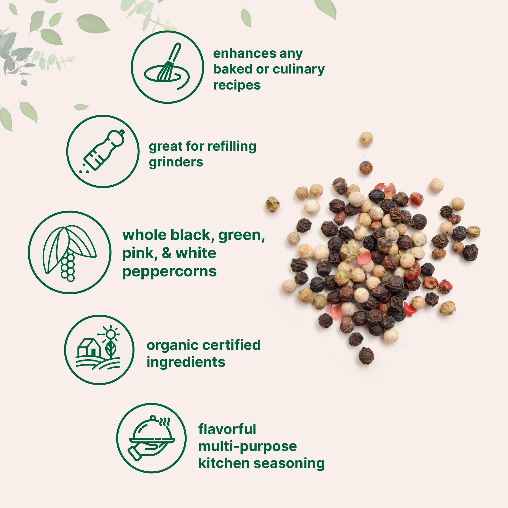 Organic non-GMO peppercorns by Micro Ingredients ensure purity.
