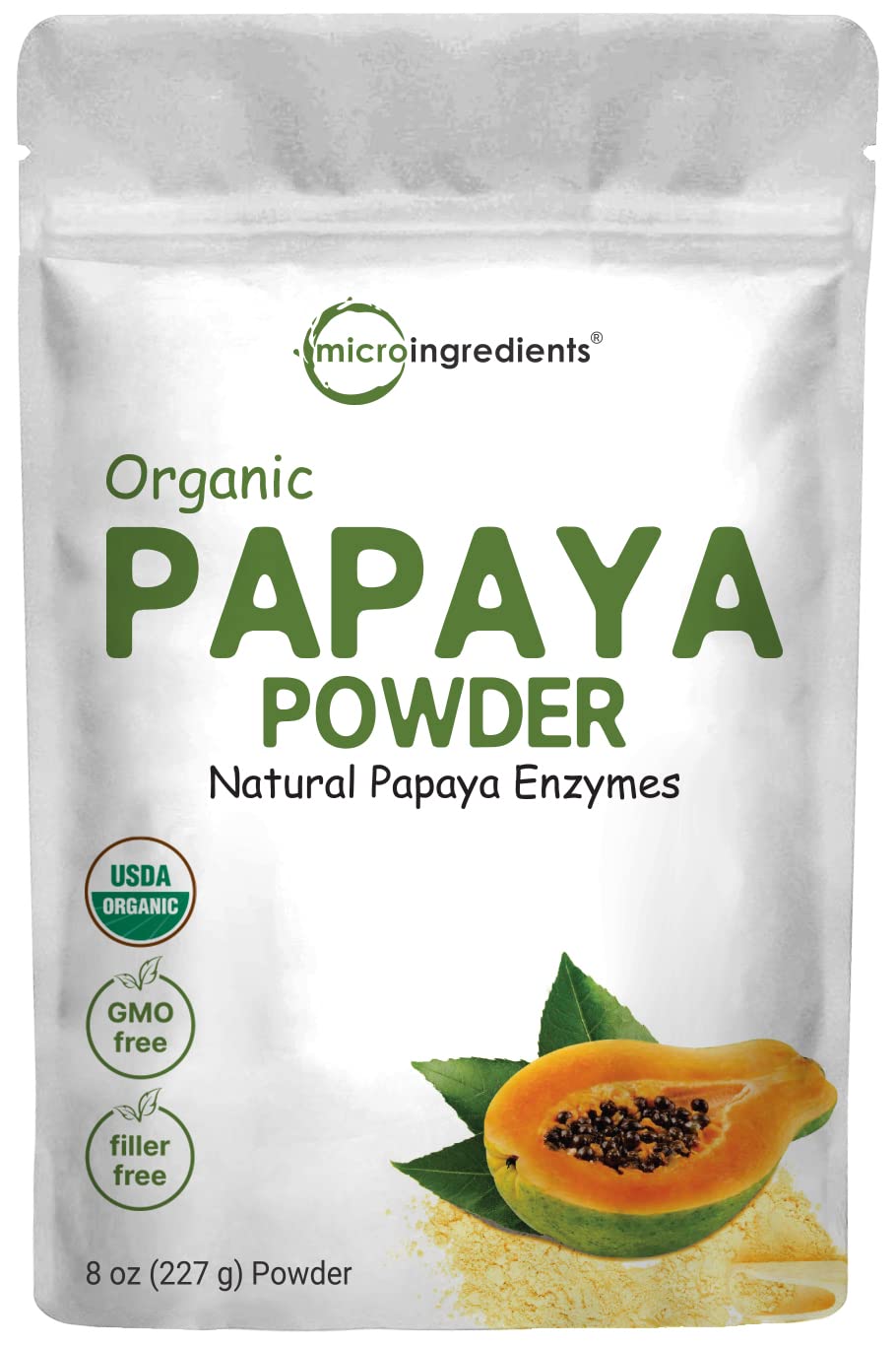 Micro Ingredients Organic Papaya Powder 8oz bottle ideal for smoothies and baking