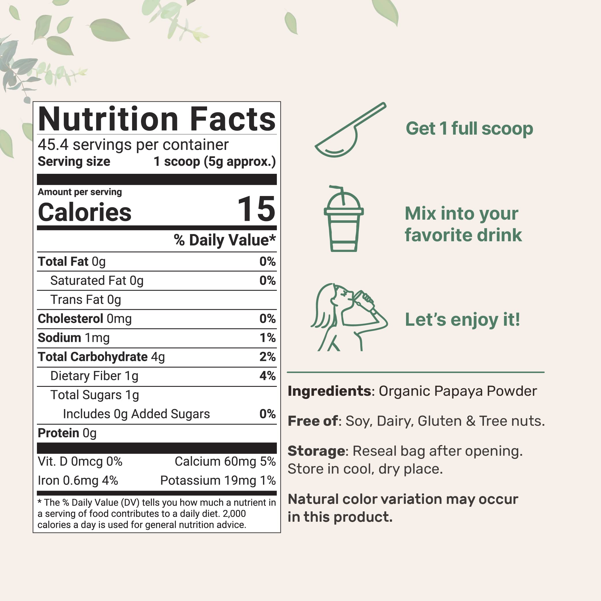 Micro Ingredients Papaya Powder with scoop enables precise daily servings