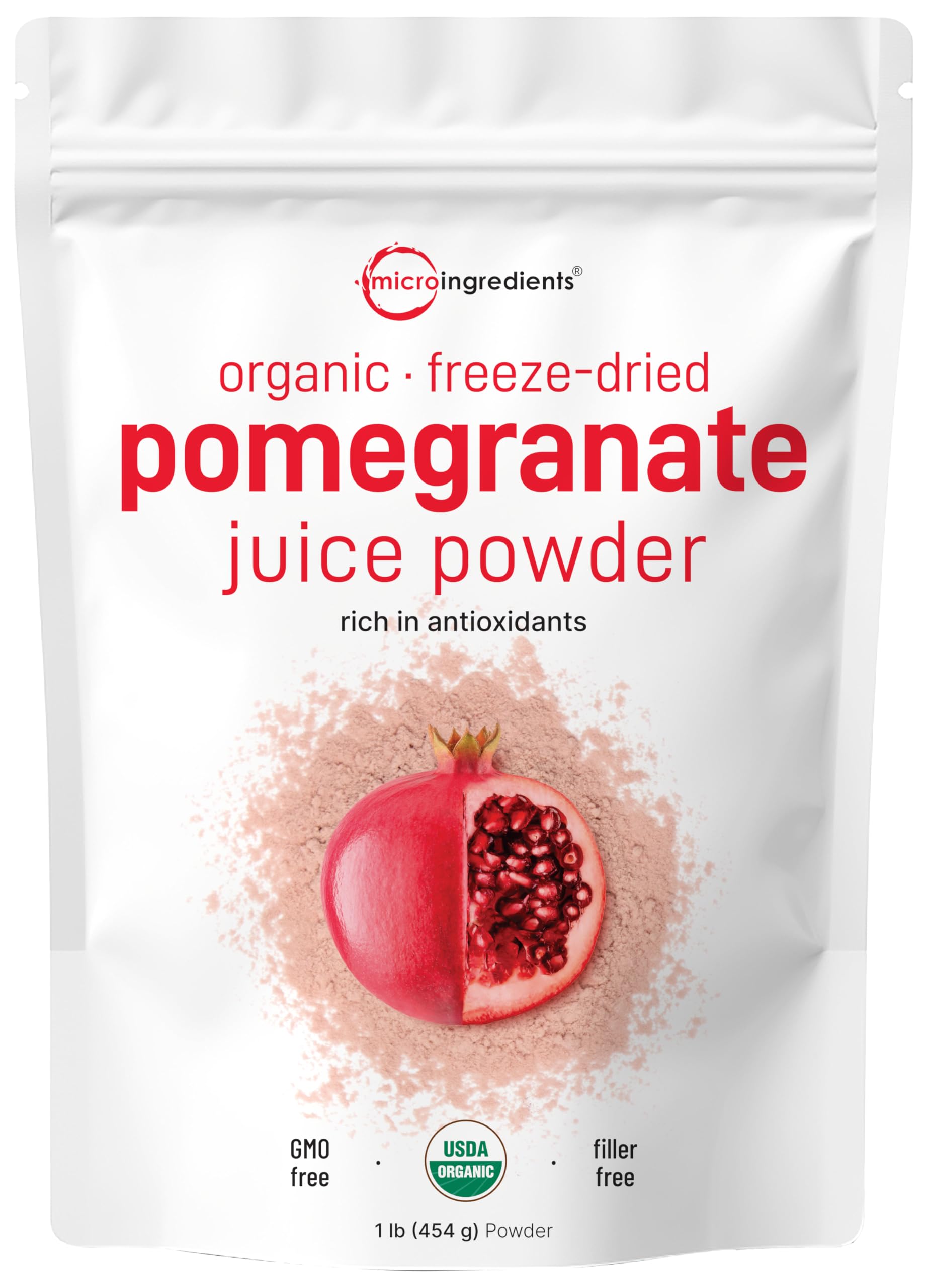 Micro Ingredients Organic Pomegranate Juice Powder bottle for smoothies