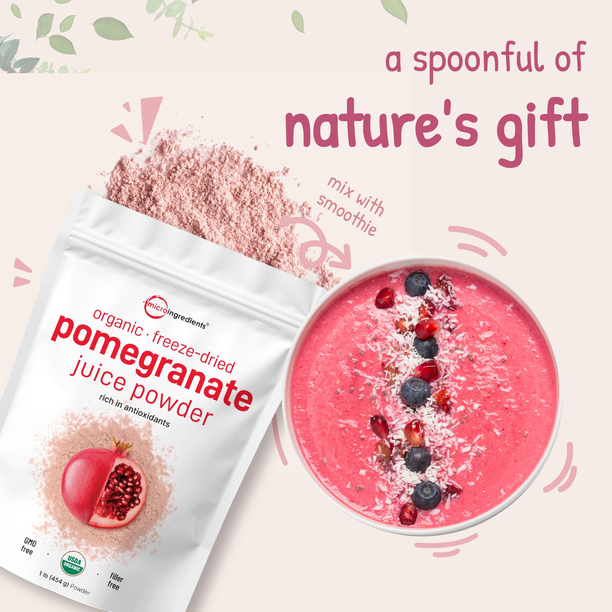 Micro Ingredients Pomegranate Powder being added to a shake