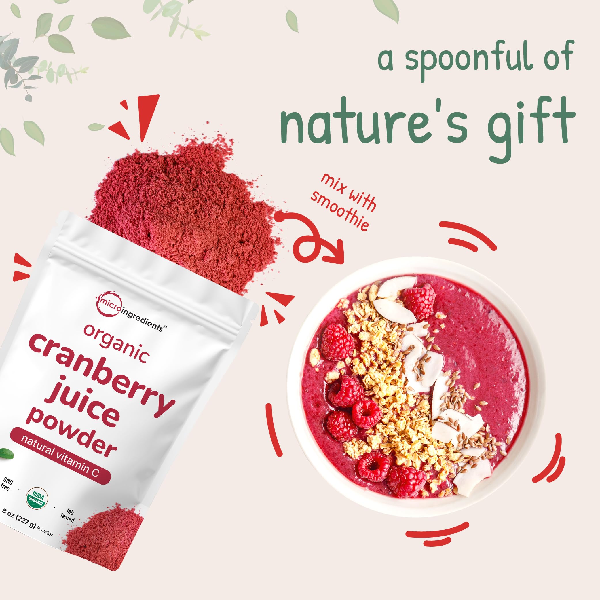 Micro Ingredients water-soluble cranberry powder blending easily into drinks