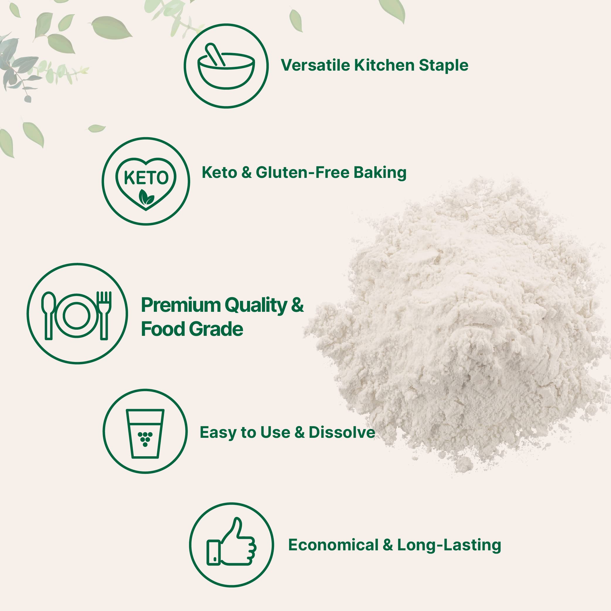 Xanthan gum powder thickens soups, dressings, and gravies with control
