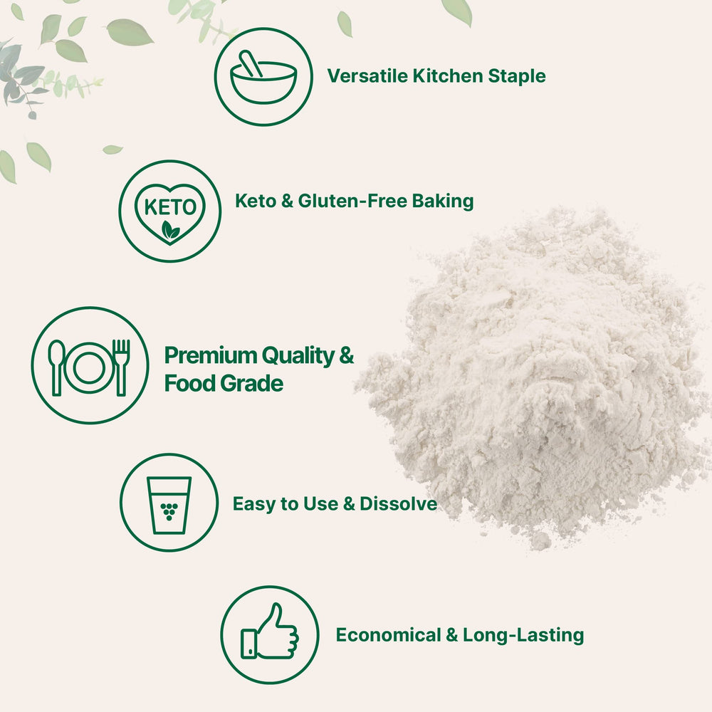 Xanthan gum powder thickens soups, dressings, and gravies with control