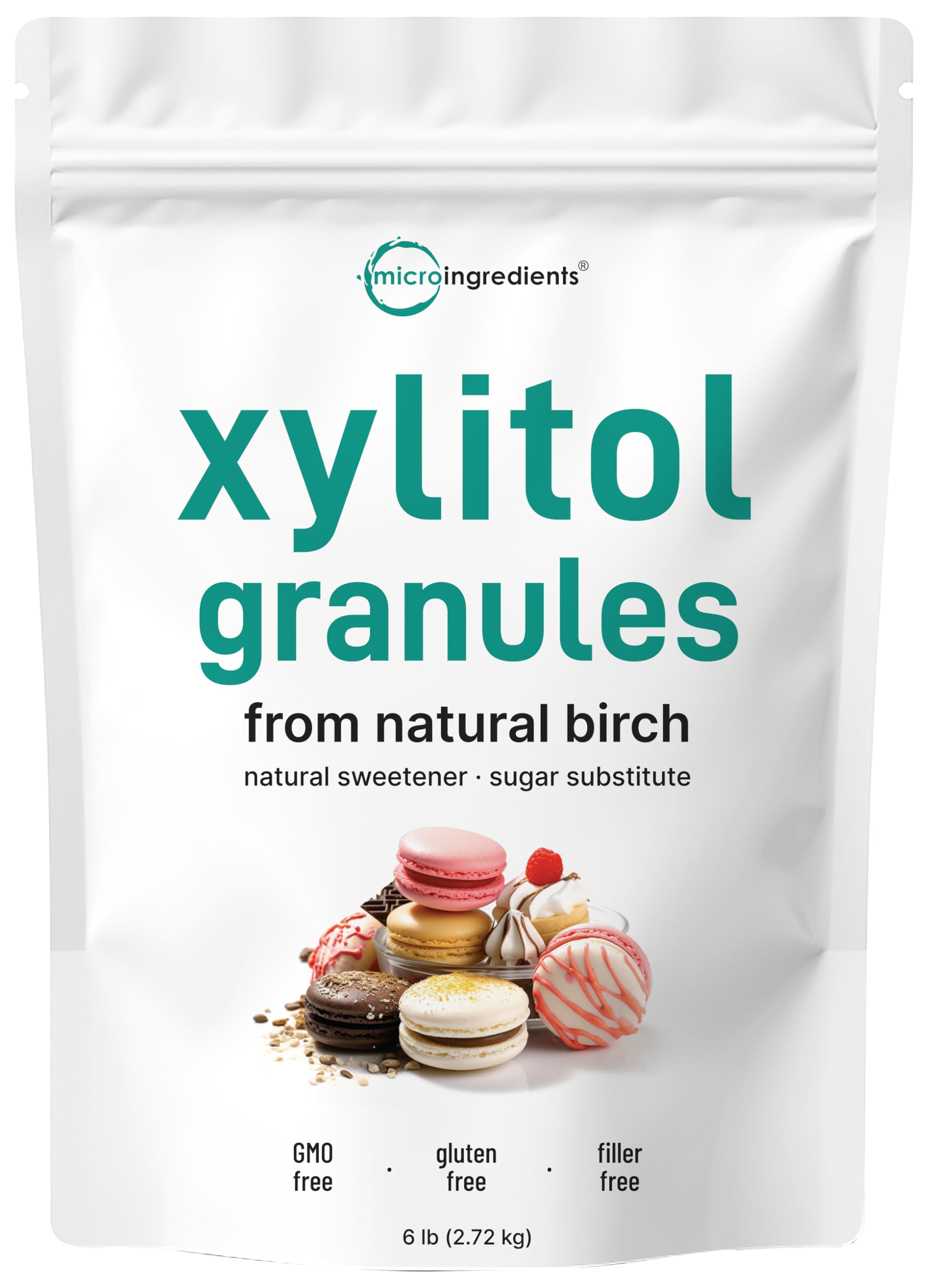 Micro Ingredients Xylitol crystal powder in a bulk 6 lb bag for everyday baking and sweetness