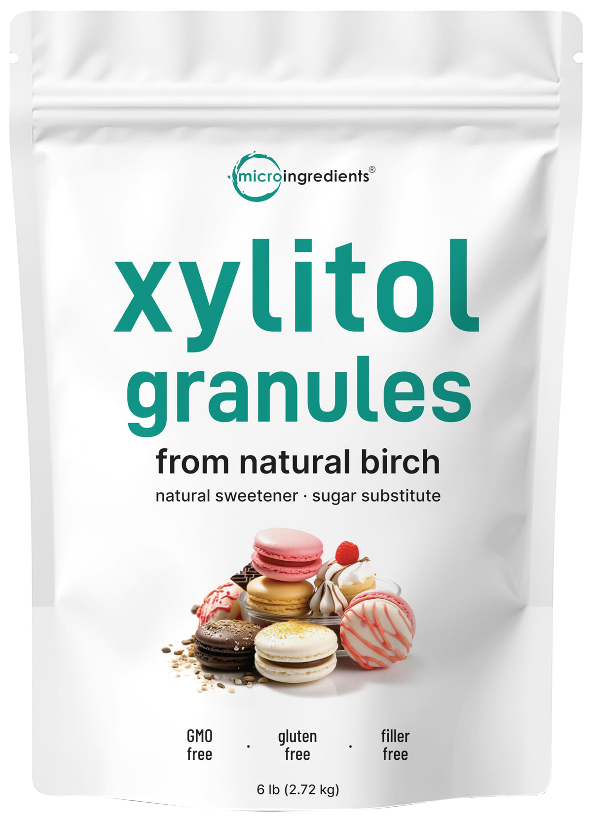 Micro Ingredients Xylitol crystal powder in a bulk 6 lb bag for everyday baking and sweetness