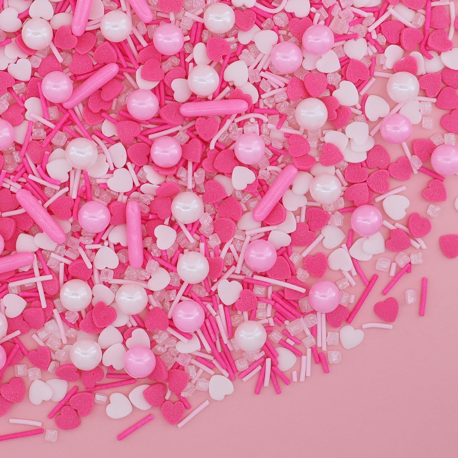 MIDDLE BUBBLE Valentines Sprinkles pink heart confetti for charming cookies and cupcakes