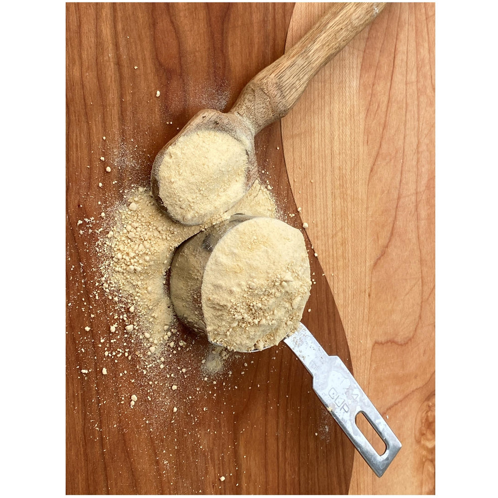 Middle Maples Farm Vermont Pure Maple Sugar powder in a baking jar ready to measure