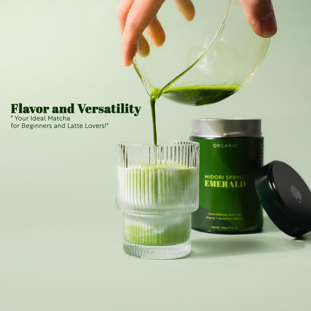 Midori Spring Emerald matcha in recyclable tin packaging preserves freshness