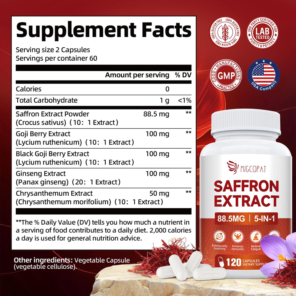 Migcopat saffron daily ritual moment featuring capsule with water