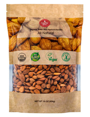 Mighty Apricot USDA Organic Bitter Apricot Kernels packaging - premium, organic source for everyday snacking.