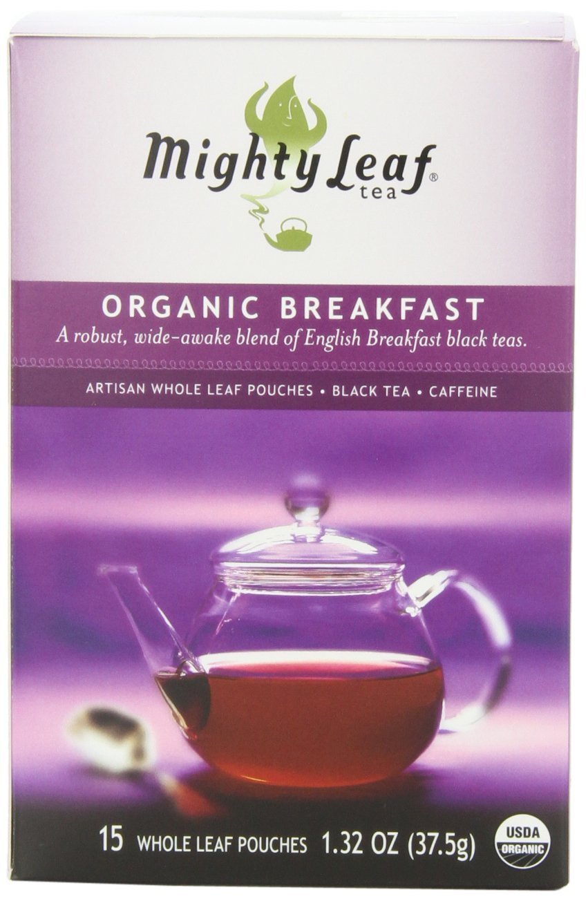 Mighty Leaf Breakfast Black Tea silken pouches unfurl releasing full aroma and bold taste.