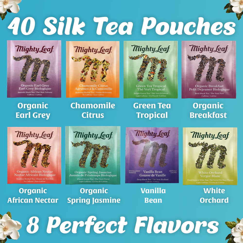 Mighty Leaf chamomile citrus tea cup, soothing aroma for evenings.