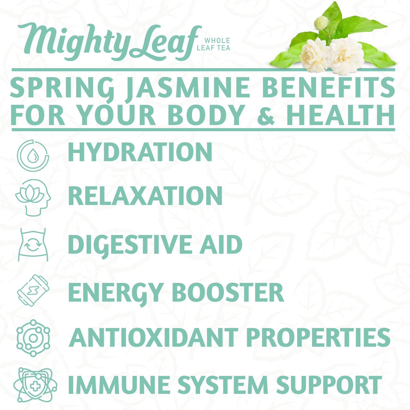 Mighty Leaf Floral aroma from jasmine buds enhances a calming daily ritual.