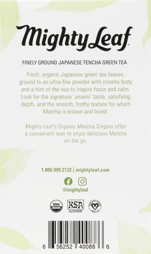 Mighty Leaf hot-brew matcha whisking to create creamy foam in a cup.