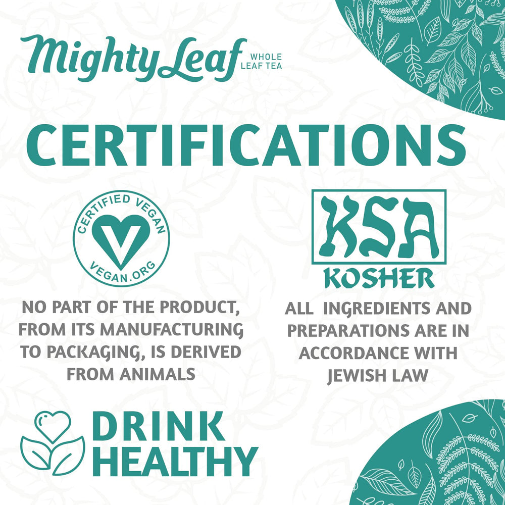 Premium whole-leaf pouches unfurl for smoother, richer cups with Mighty Leaf Marrakesh Mint.