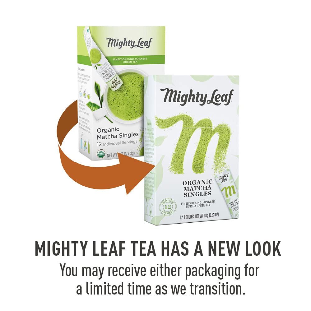 Mighty Leaf matcha latte with silky foam in a bright cup.