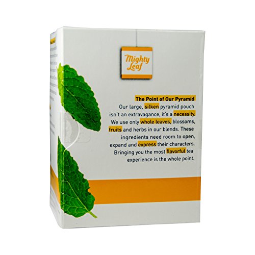 Cup of Mighty Leaf Mint Mélange steaming for a refreshing hot or iced tea