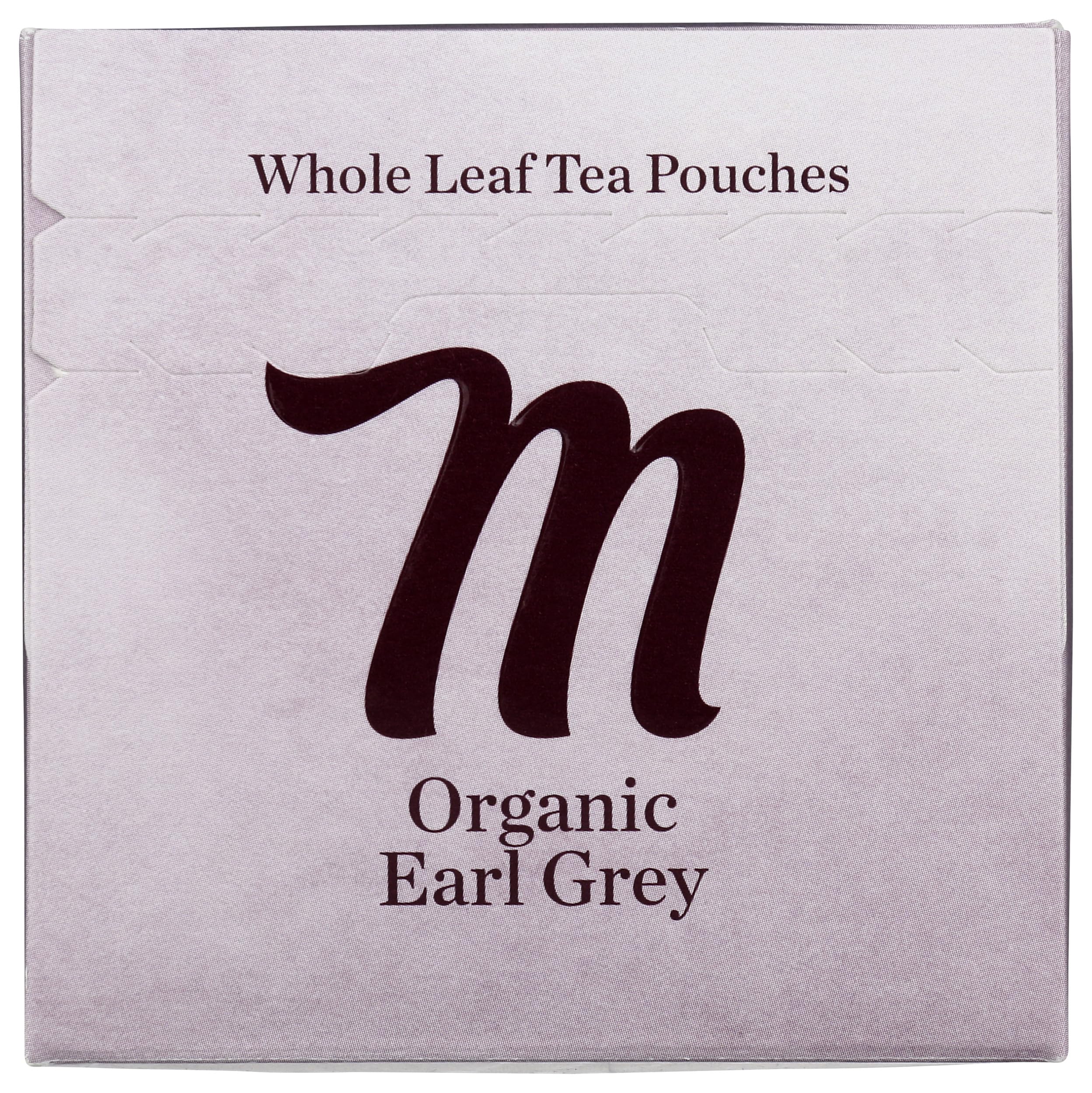 Mighty Leaf Organic Earl Grey tea bags label detail highlights organic sourcing for mindful moments.