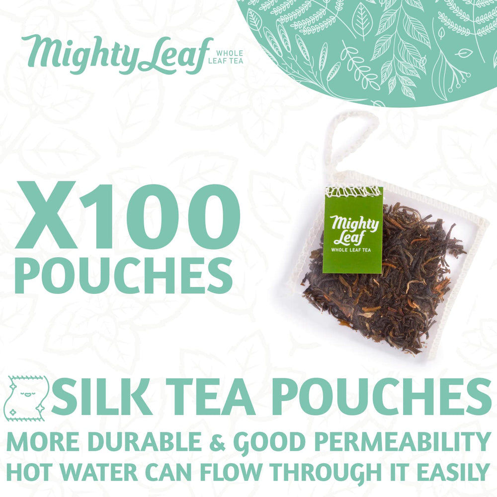 Mighty Leaf Silken Pyramid Tea Bags allow full infusion and bold flavor.