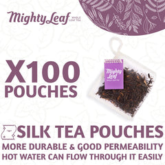 Mighty Leaf silken tea pouches unfold for richer flavor.