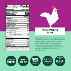 Close-up of Mighty Spark Teriyaki chicken snack stick texture and bite