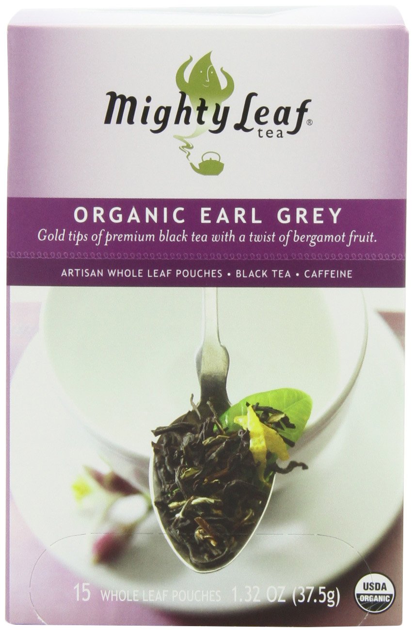 Mighty Leaf Organic Earl Grey packaging highlights premium tea for gifting.