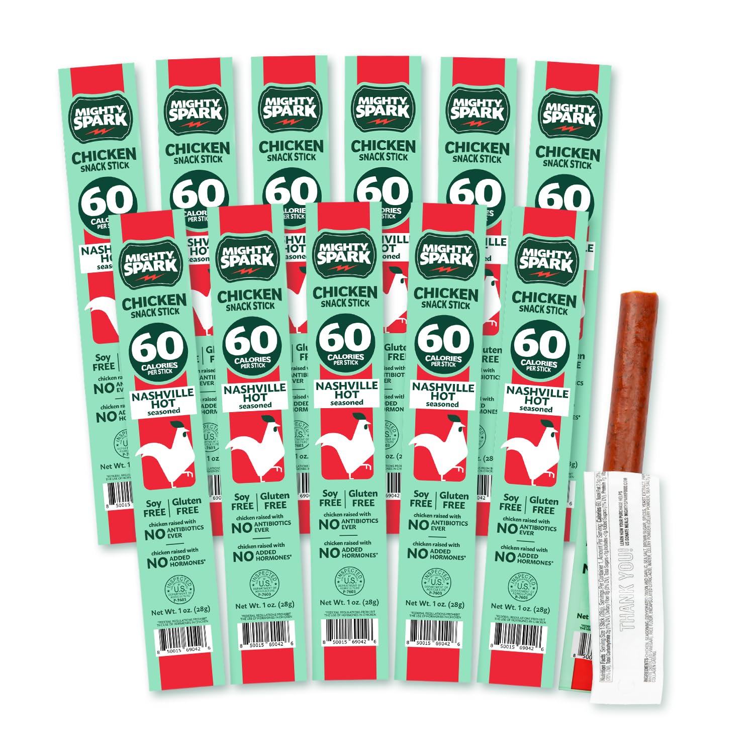 Mighty Spark Nashville Hot chicken sticks, bold flavor for on-the-go protein