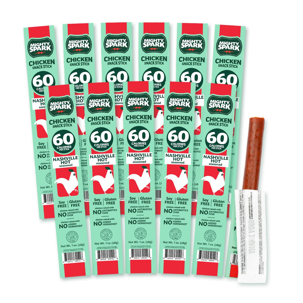 Mighty Spark Nashville Hot chicken sticks, bold flavor for on-the-go protein