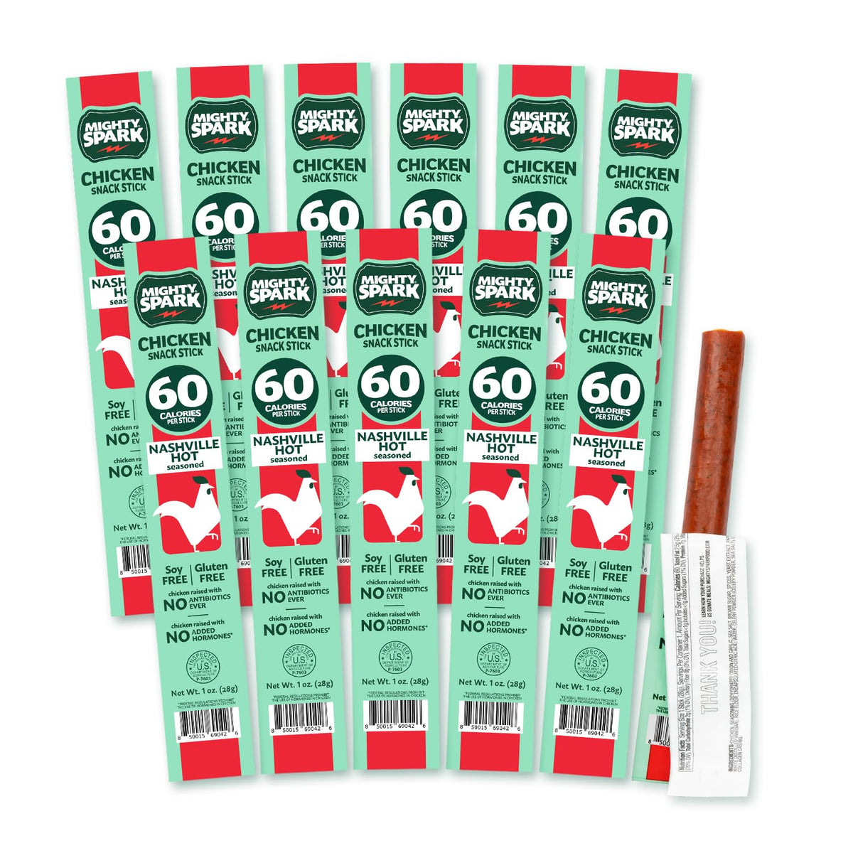 Mighty Spark Nashville Hot chicken sticks, bold flavor for on-the-go protein