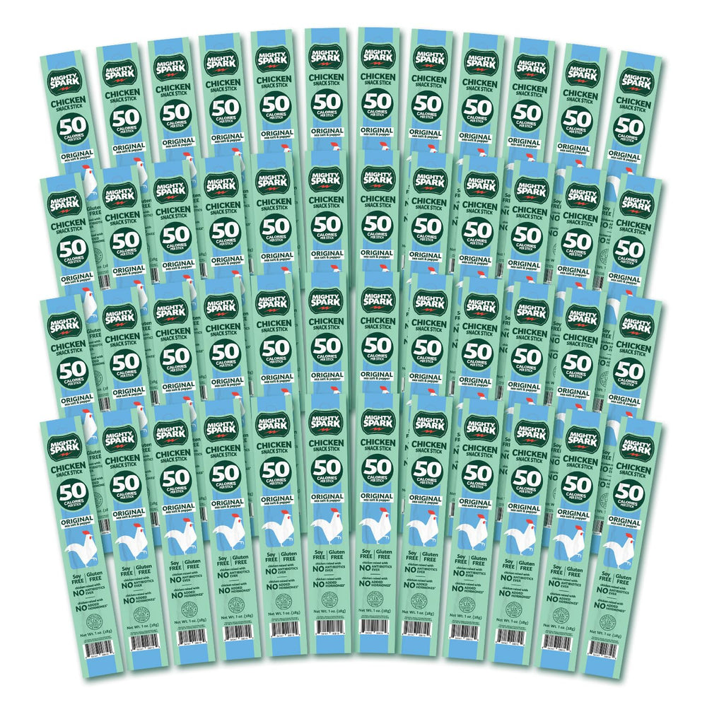Mighty Spark Original Sea Salt & Pepper packaging shows convenient on-the-go protein.
