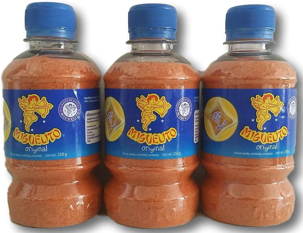 Miguelito candy chili powder bottle pack for authentic flavor in snacks.