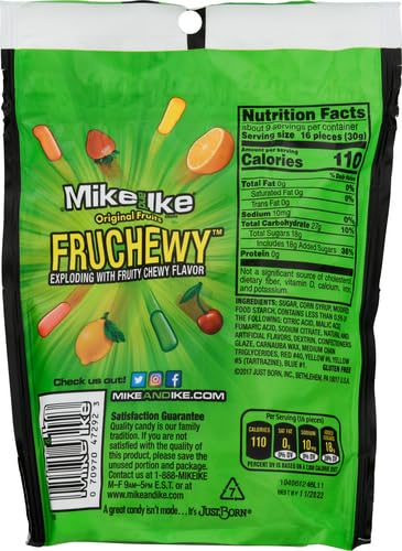 Mike and Ike assorted fruit original chews close-up shows vivid colors and chewy texture.