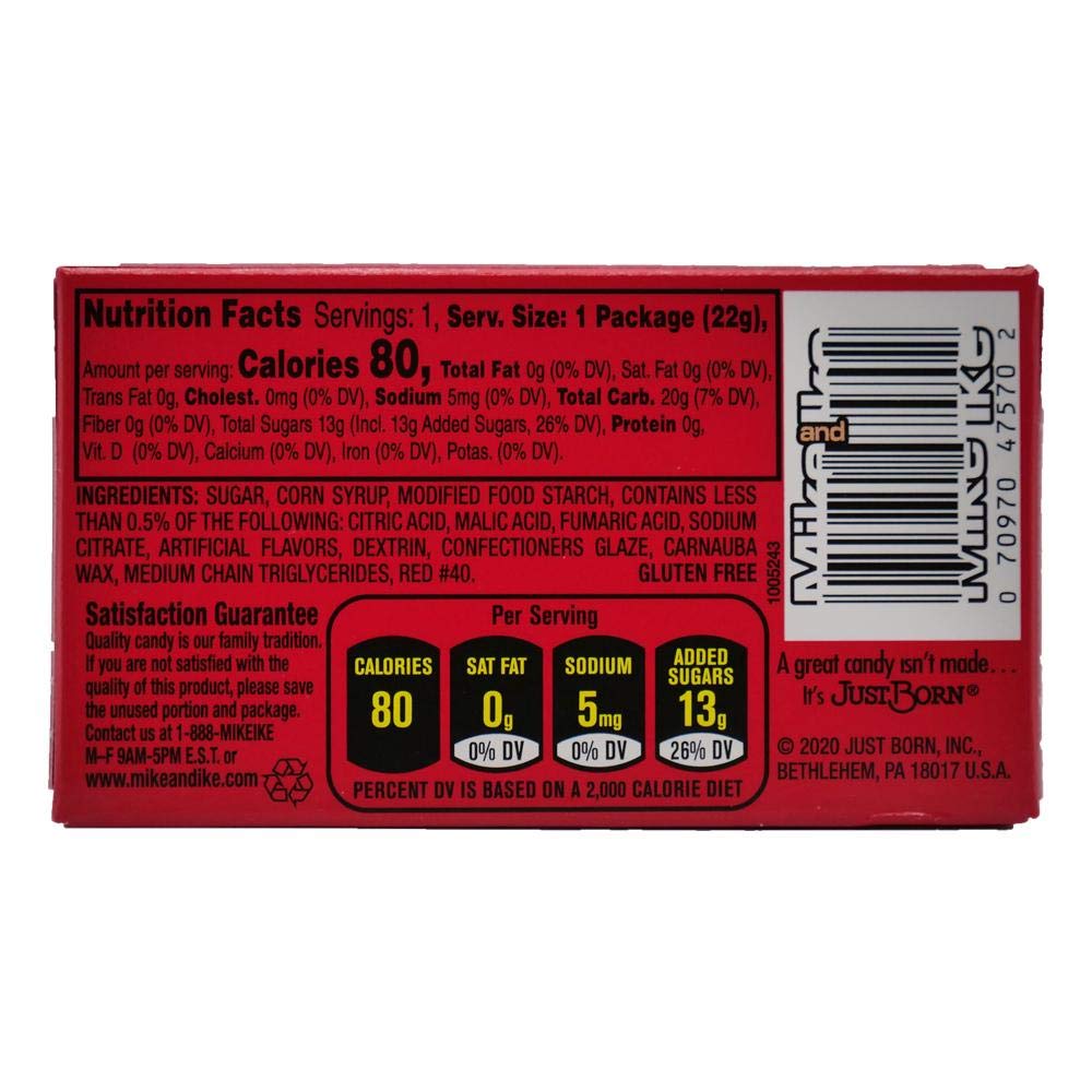 Individually wrapped Mike and Ike cherry candies ideal for parties and gifts.