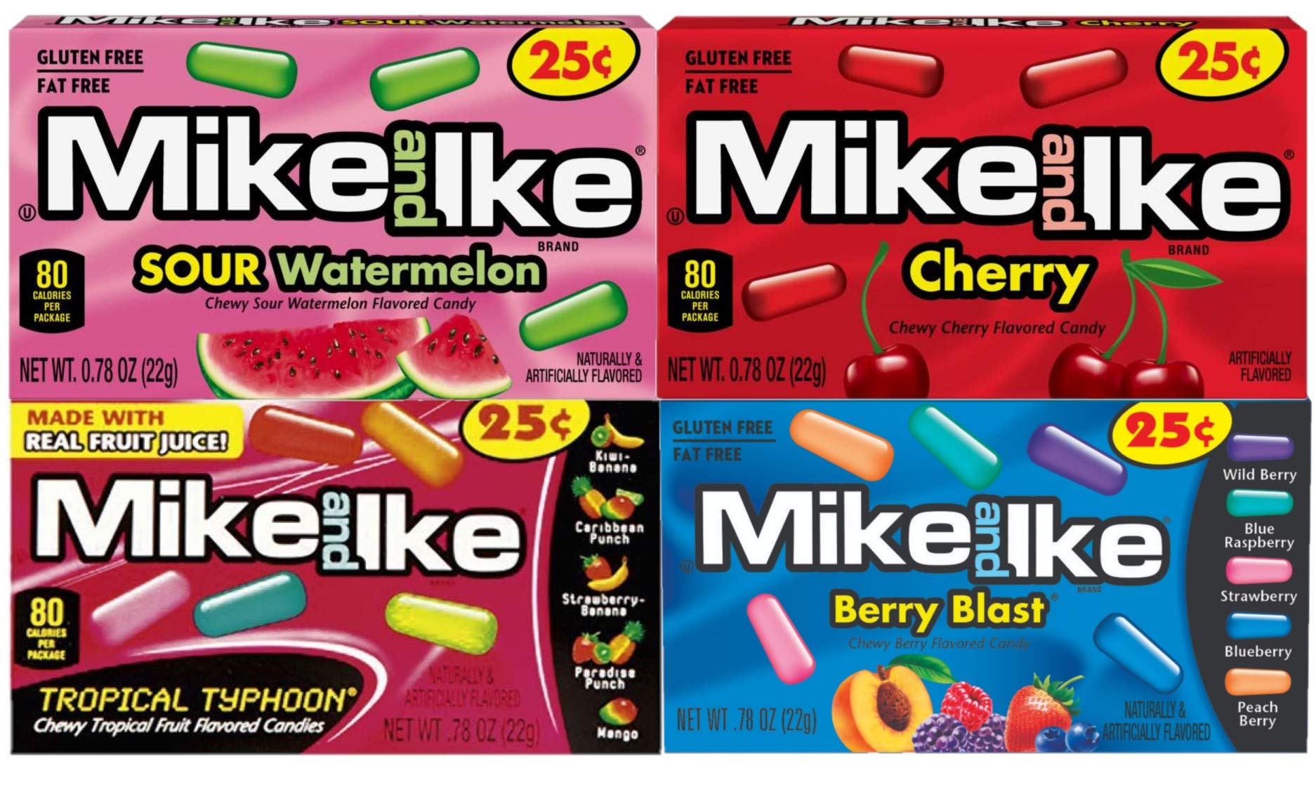 MIKE AND IKE Berry Blast box offers chewy fruit flavor for on-the-go snacking.