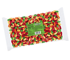 Mike & Ike Original fruits closeup showcases five flavors for lively snacking.
