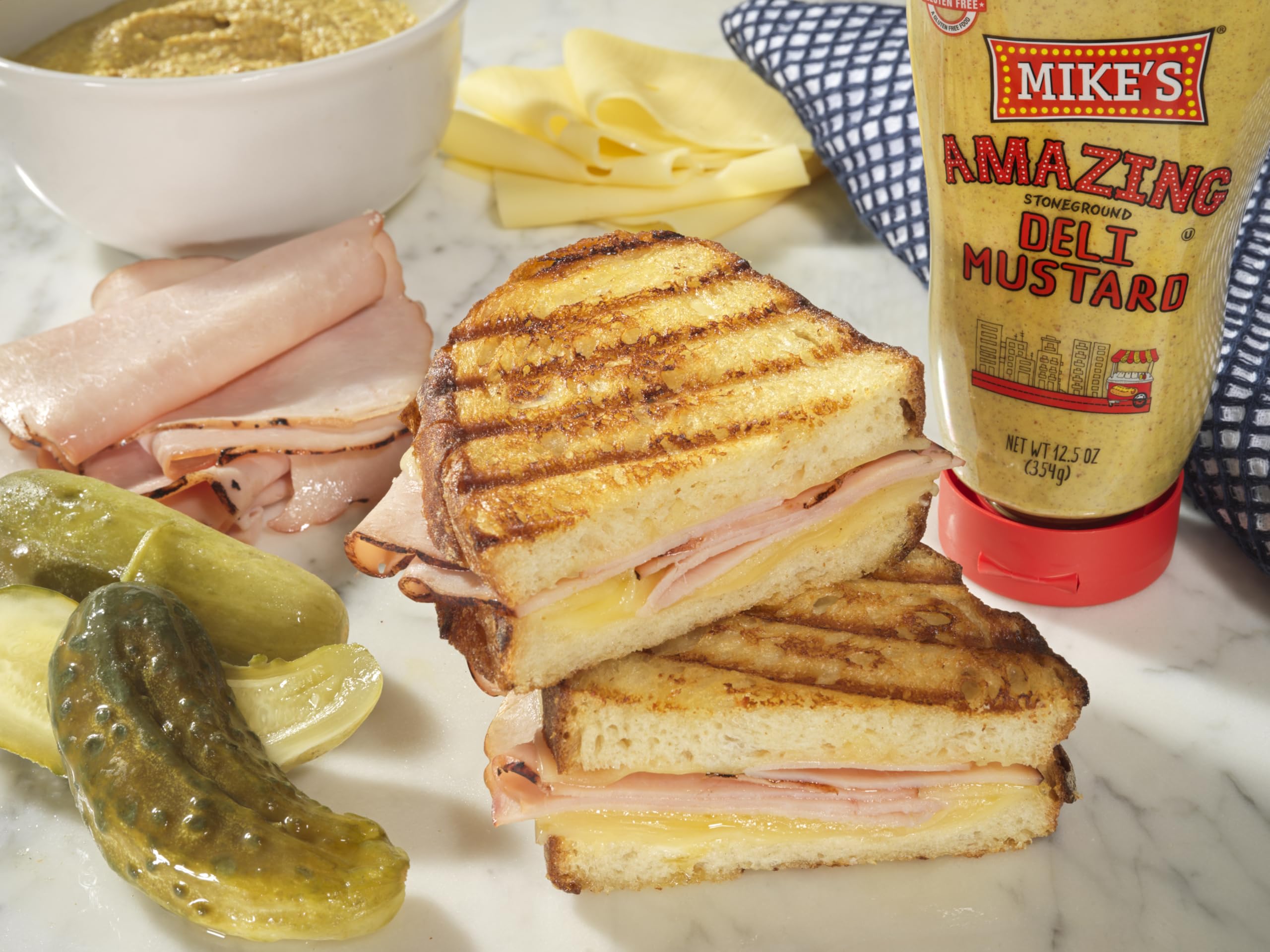Mike's Amazing Deli Mustard enhances sandwiches with balanced classic flavor.