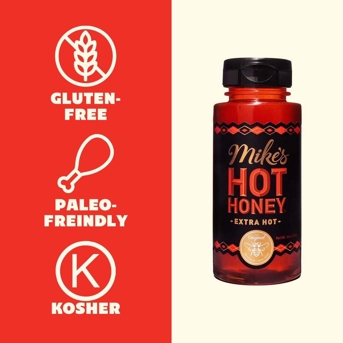 Mike's Hot Honey Extra Hot dipping sauce image, ideal for wings.
