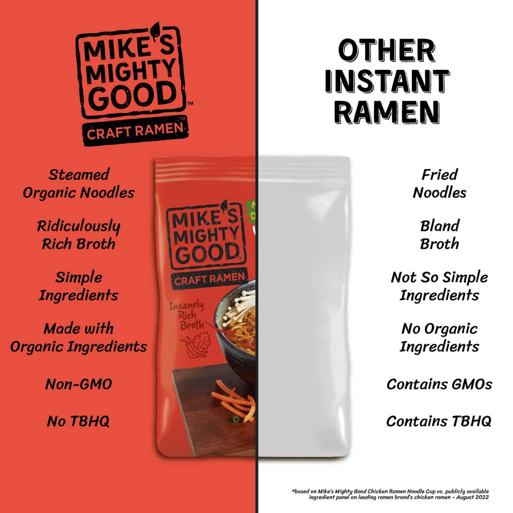 Mike's Mighty Good Craft Ramen broth simmering in a pot emphasizing rich flavor.