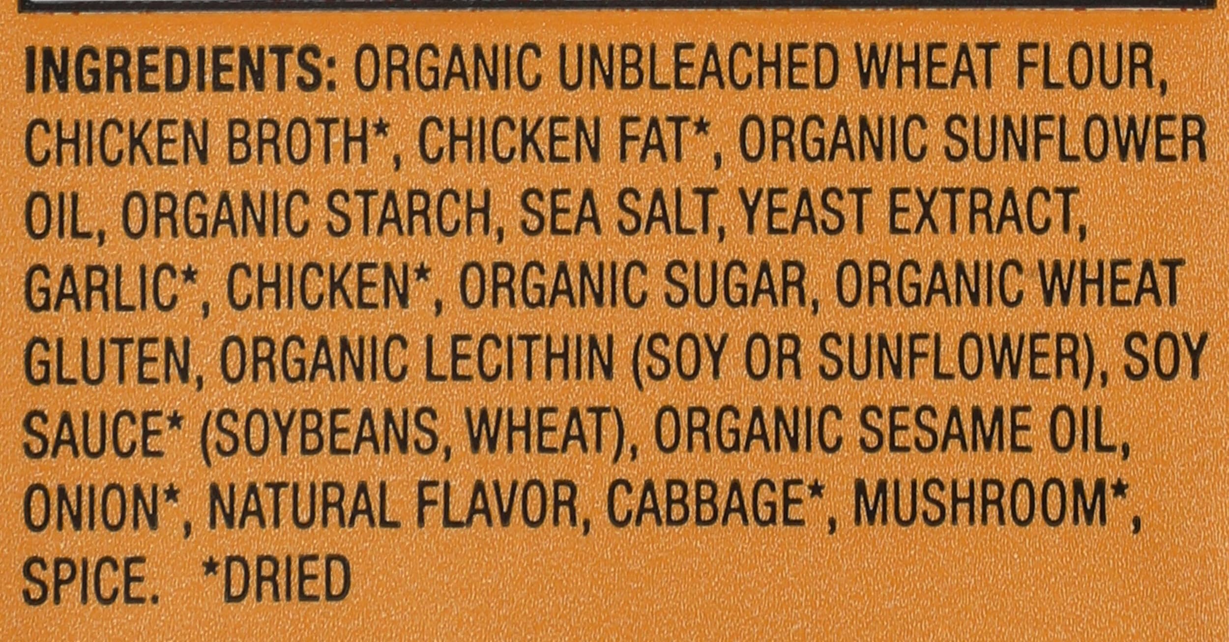 Mike's Mighty Good Organic Fried Garlic Chicken Ramen packshot highlighting American-made noodles for quick dinners