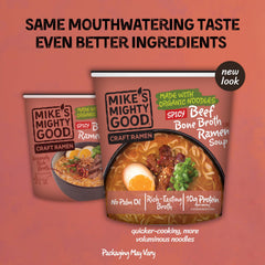 Mike's Mighty Good organic steamed noodles for premium texture in ramen.
