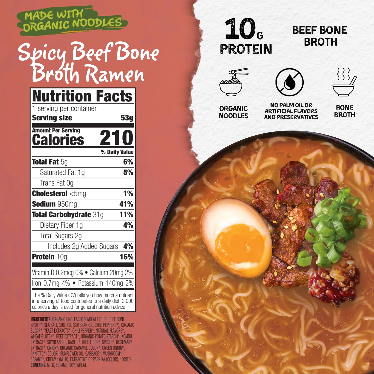 Mike's Mighty Good ramen cup highlighting 10g protein for a filling meal.