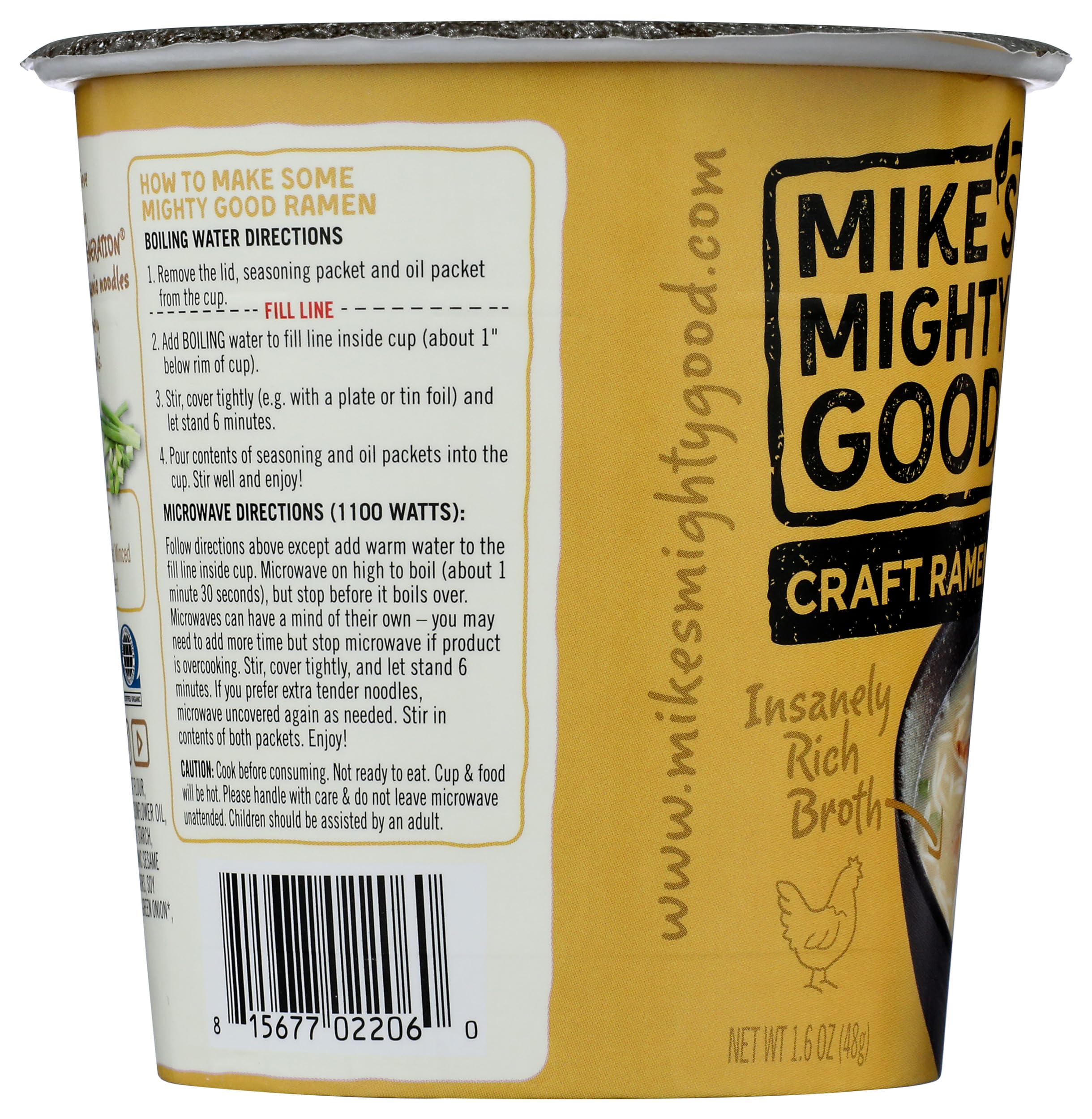 Mike's Mighty Good ramen cup chicken served in bowl, convenient and satisfying