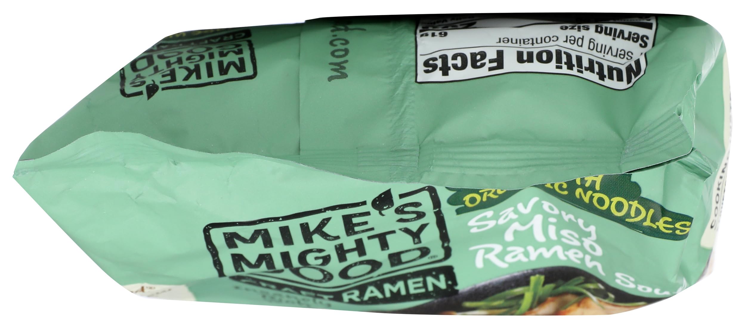 Mike's Mighty Good ramen miso pillow pack bowl-appearance hints rich aroma and velvety broth.