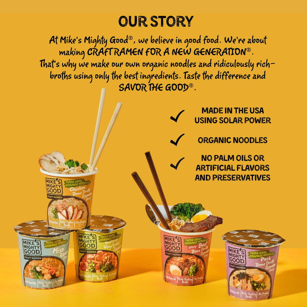 Mike's Mighty Good ready-in-minutes ramen cup ideal for busy days.